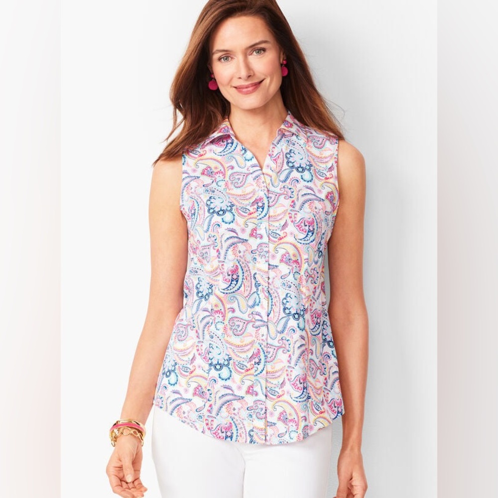 Talbots Perfect Shirt No-Iron Paisley Button Top Cottagecore 20 Plus Size Petite - Picture 4 of 8